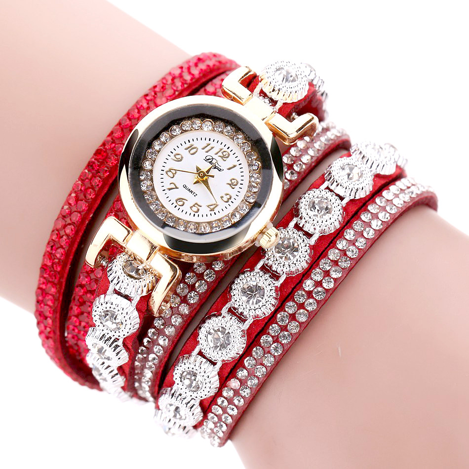 Jam Tangan Wanita Model Gelang Rhinestone DY038 White 